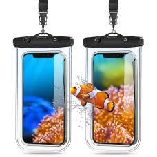 Mohard Wasserdichte Handyhülle, Unterwasser IPX8 Wasserfeste Handytasche mit Umhängeband für Schwimmen & Tauchen, Waterproof Phone Case Kompatibel mit iPhone 13/12/11/XR/XS, Galaxy bis zu 7" - 2 Stück