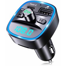 Mohard Bluetooth FM Transmitter für Auto, Type-C PD 20W Schnellladung Bluetooth Adapter Auto Zigarettenanzünder, KFZ Radio Transmitter mit Freisprecheinrichtung, Unterstützt TF Karte & USB-Laufwerk