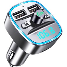 Mohard Transmisor FM Bluetooth Coche, Receptor Musica MP3 Bluetooth Coche con Pantalla LED & 2 Puertos USB, Manos Libres Inalámbrico Adaptador Bluetooth Coche Soporte Tarjeta TF & Unidad Flash USB