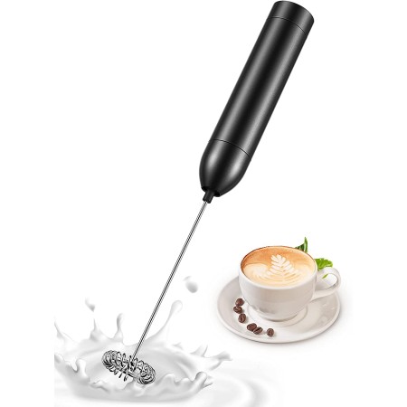 Mohard Espumador de Leche de Mano, Mini Batidora Leche Espuma Electrico de Aleación de Aluminio, 12000 RPM de Alta Potencia Batidor Leche Alimentado por Batería para Café con Leche, Capuchino, Matcha