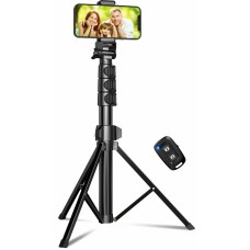 Mohard Trépied Smartphone, 142cm Aluminium Trepied Appareil Photo Extensible avec Télécommande sans Fil, Perche Selfie Portable Compatible avec iPhone 13 Pro Max/12/11, Galaxy S22 Ultra, Camera