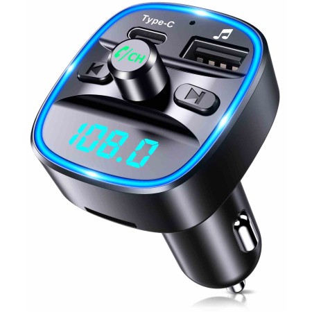 Mohard Bluetooth Voiture, Type-C PD 20W Transmetteur FM Bluetooth à Charge Rapide avec Appels Mains Libres, Adaptateur Bluetooth Voiture Lecteur de Musique Prise en Charge de Carte TF et Disque USB